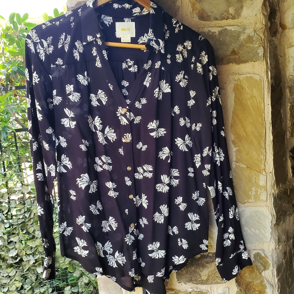 EUC Maeve Black & White Print Top 2